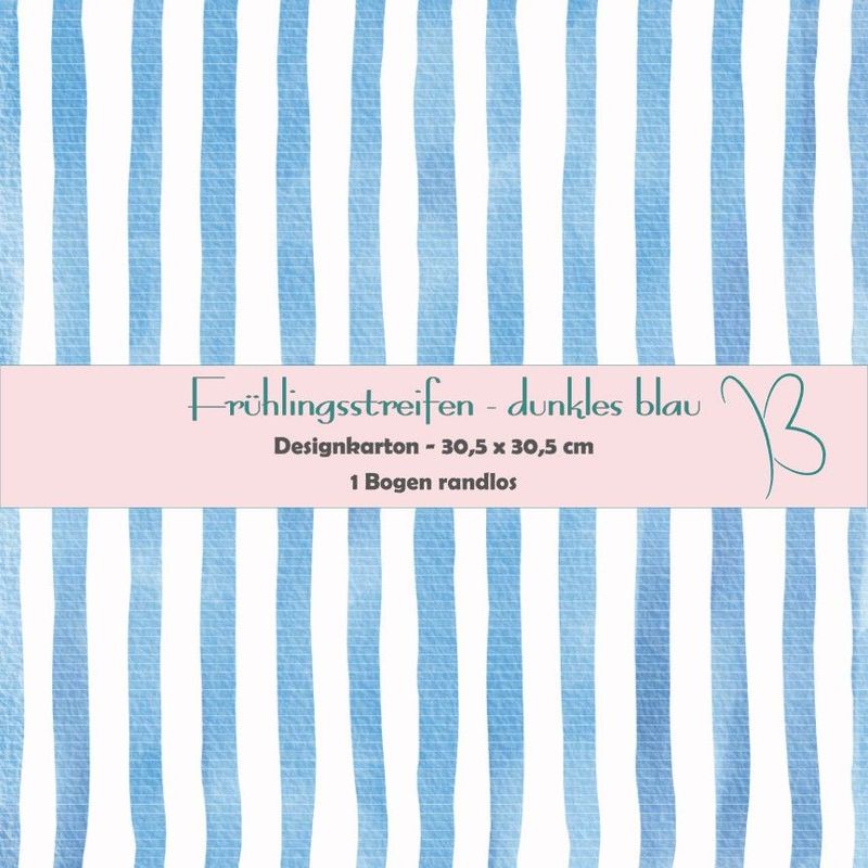 Frühlingsstreifen - dunkles blau- Designkarton - 30,5 x 30,5 cm - randlos - 1 Bogen