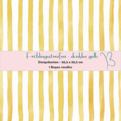 Frühlingsstreifen - dunkles gelb - Designkarton - 30,5 x 30,5 cm - randlos - 1 Bogen