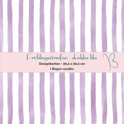Frühlingsstreifen - dunkles lila - Designkarton - 30,5 x 30,5 cm - randlos - 1 Bogen