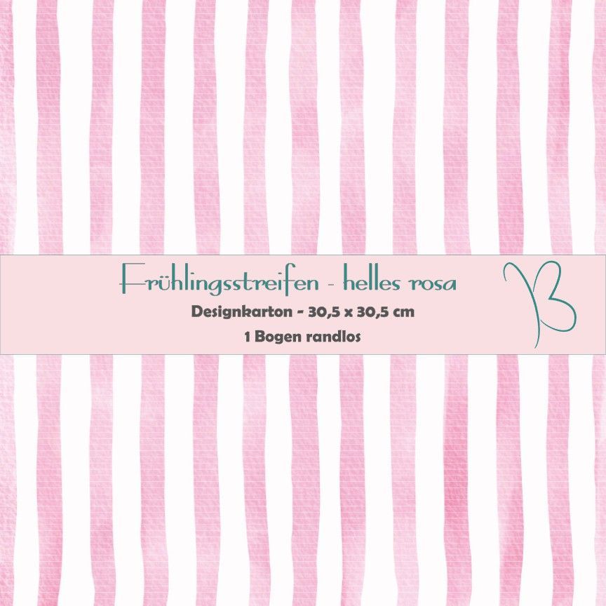 Frühlingsstreifen - helles rosa - Designkarton - 30,5 x 30,5 cm - randlos - 1 Bogen