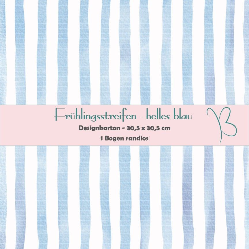 Frühlingsstreifen - helles blau- Designkarton - 30,5 x 30,5 cm - randlos - 1 Bogen