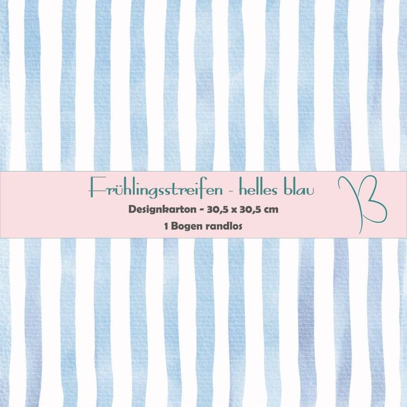 Frühlingsstreifen - helles blau- Designkarton - 30,5 x 30,5 cm - randlos - 1 Bogen