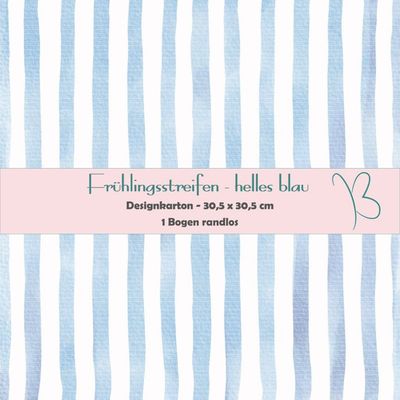 Frühlingsstreifen - helles blau- Designkarton - 30,5 x 30,5 cm - randlos - 1 Bogen