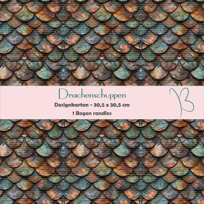 Drachenschuppen - Designkarton - 30,5 x 30,5 cm - randlos - 1 Bogen