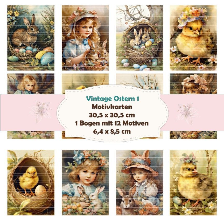 Vintage Ostern 1 - Motivkarten - 12 Inch - mit 12 Motiven Vintage Ostern 1 - Motivkarten - 12 Inch - mit 12 Motiven