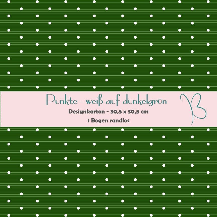 Punkte - weiß auf dunkelgrün - Designkarton - 30,5 x 30,5 cm - randlos - 1 Bogen