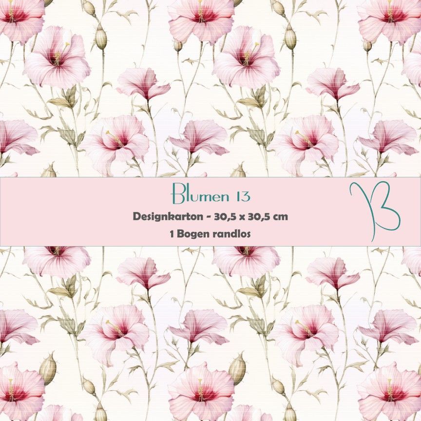 Blumen 13 - Designkarton - 30,5 x 30,5 cm - randlos - 1 Bogen