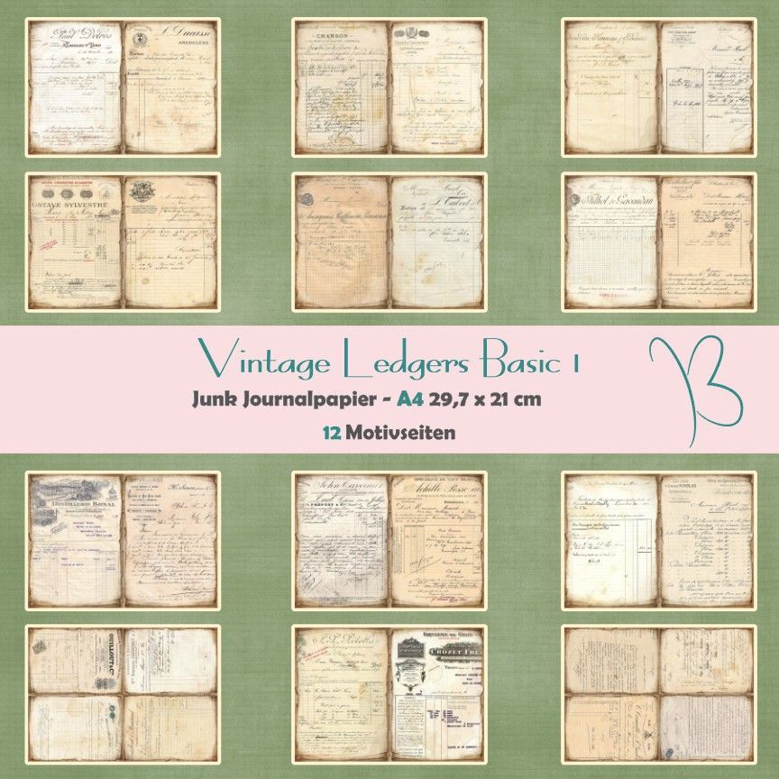 Vintage Ledgers Basic 1 - Junk Journal Papier - A4