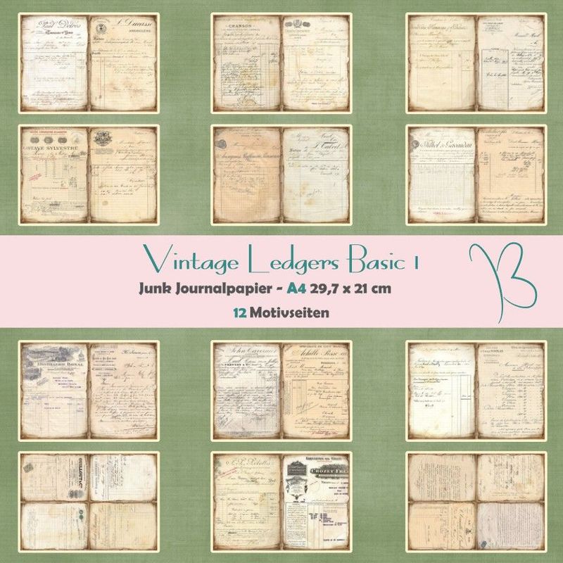 Vintage Ledgers Basic 1 - Junk Journal Papier - A4