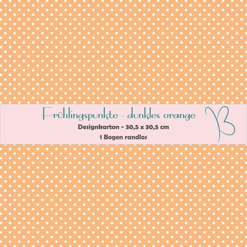 Frühlingpunkte - dunkles orange - Designkarton - 30,5 x 30,5 cm - randlos - 1 Bogen
