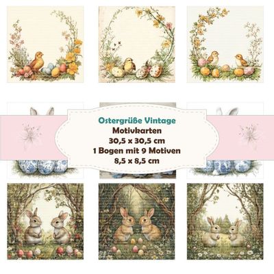Ostergrüße Vintage - Motivkarten - 12 Inch - mit 9 Motiven*