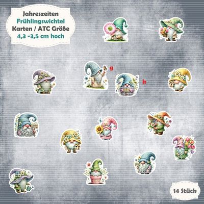 Frühlingswichtel - 210g - Karte / ATC Größe - 14 Stanzteile - Die Cuts