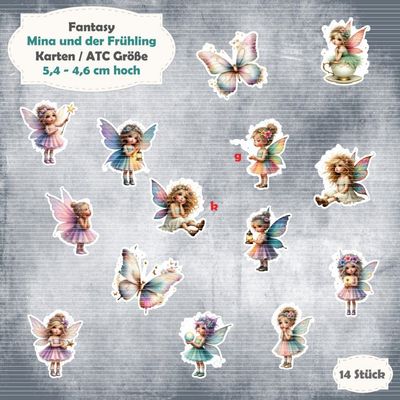 Mina und der Frühling - 210g - Alben / Karten / ATC Größe - 14 Stanzteile - Die Cut