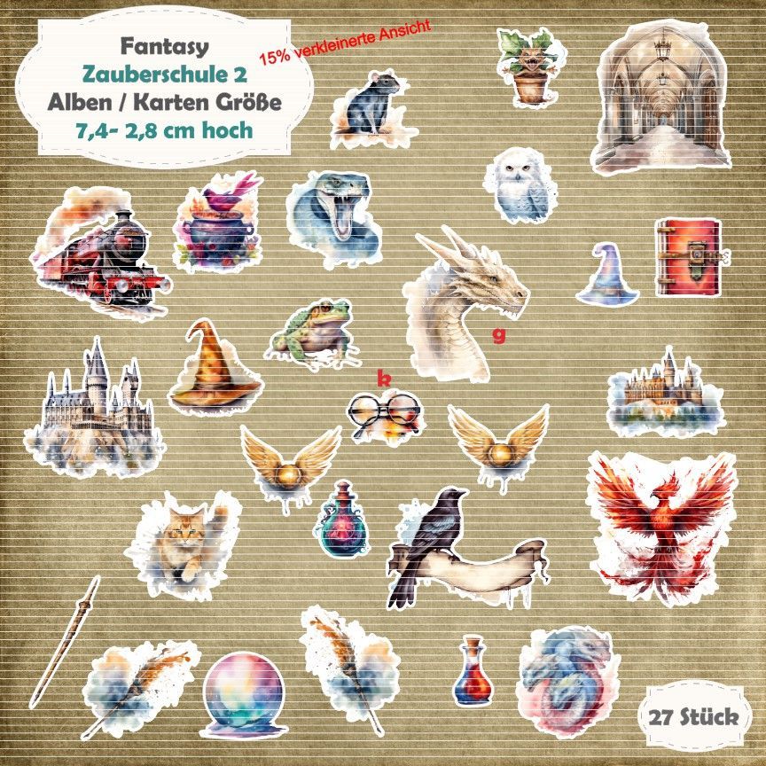 Zauberschule 2 - Alben / Karten Größe - 27 Stanzteile - Die Cuts