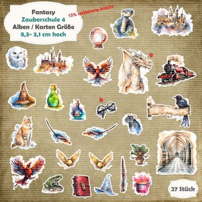 Zauberschule 4 - Alben / Karten Größe - 27 Stanzteile - Die Cuts
