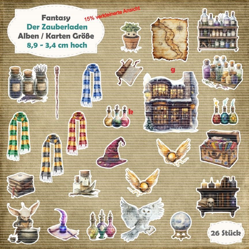 Der Zauberladen - Alben / Karten Größe - 26 Stanzteile - Die Cuts