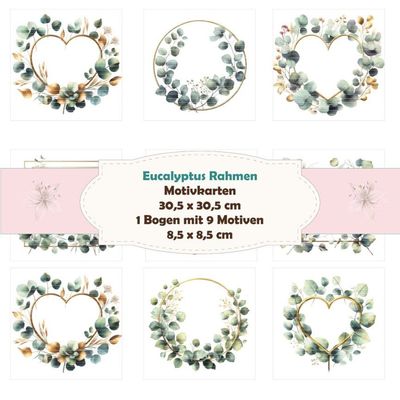 Eucalyptus Rahmen - Motivkarten - 12 Inch - mit 9 Motiven