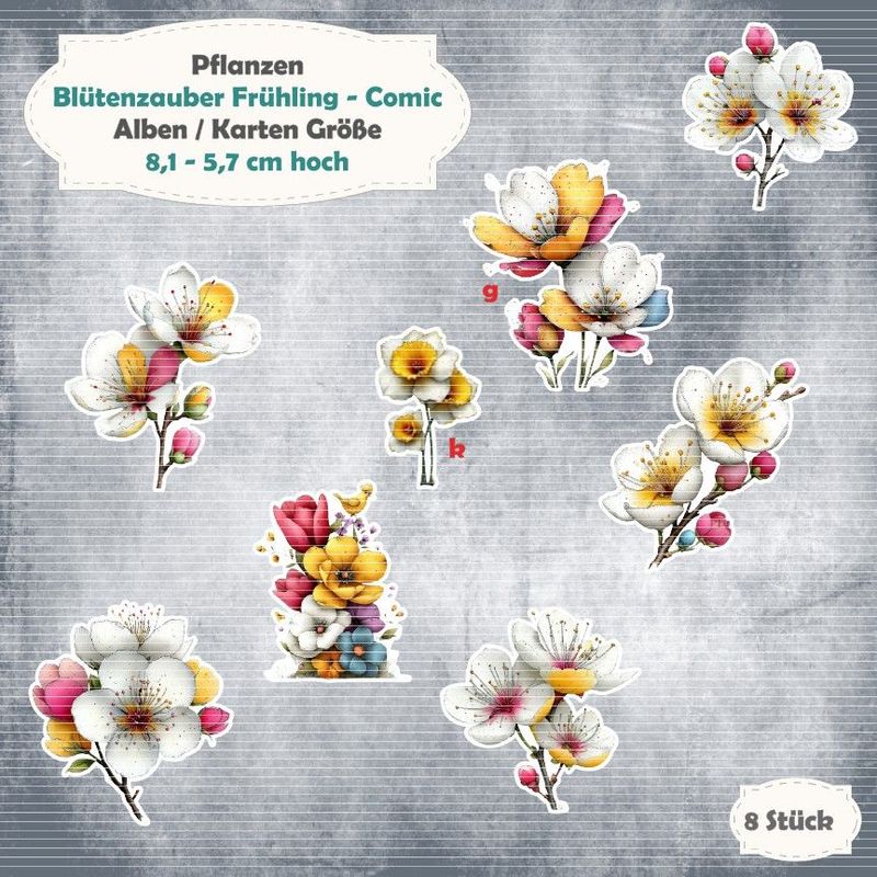Blütenzauber Frühling - Comic - Alben / Karten Größe - 8 Stanzteile - Die Cuts