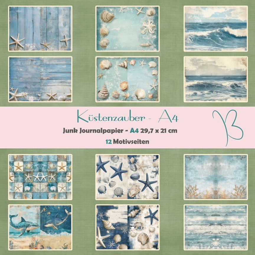 Küstenzauber - A4 -  Junk Journal Seiten - 12 Seiten