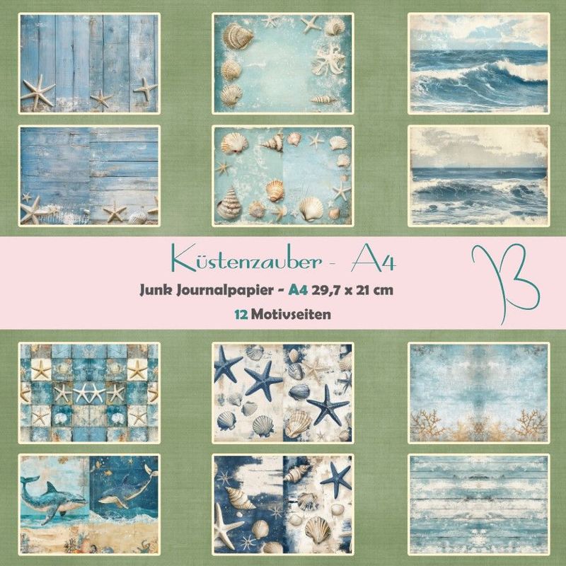 Küstenzauber - A4 -  Junk Journal Seiten - 12 Seiten