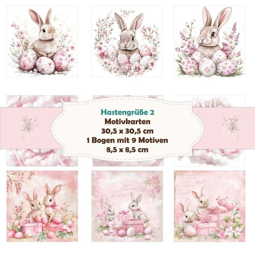 Hasengrüße 2 - Motivkarten - 12 Inch - mit 9 Motiven
