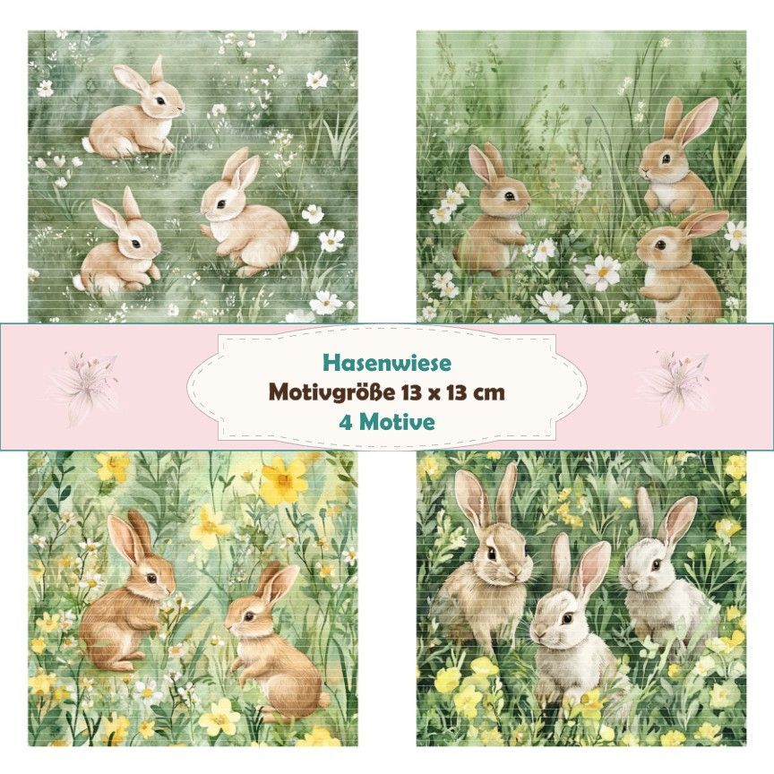 Hasenwiese - Motivkarten - 12 Inch mit 4 Motiven