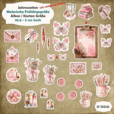 Malerische Frühlingsgrüße  - Alben / Karten Größe - 31 Stanzteile - Die Cuts