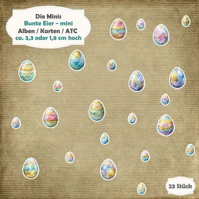 Bunte Eier - pastel - Die Minis - 23 Stanzteile - Die Cut