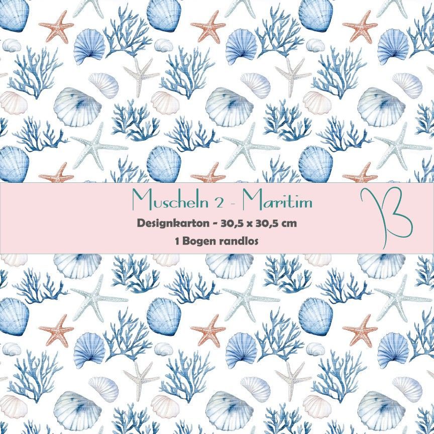 Maritim 2 - Muscheln - Designkarton - 30,5 x 30,5 cm - randlos - 1 Bogen Maritim 2 - Muscheln - Designkarton - 30,5 x 30,5 cm - randlos - 1 Bogen