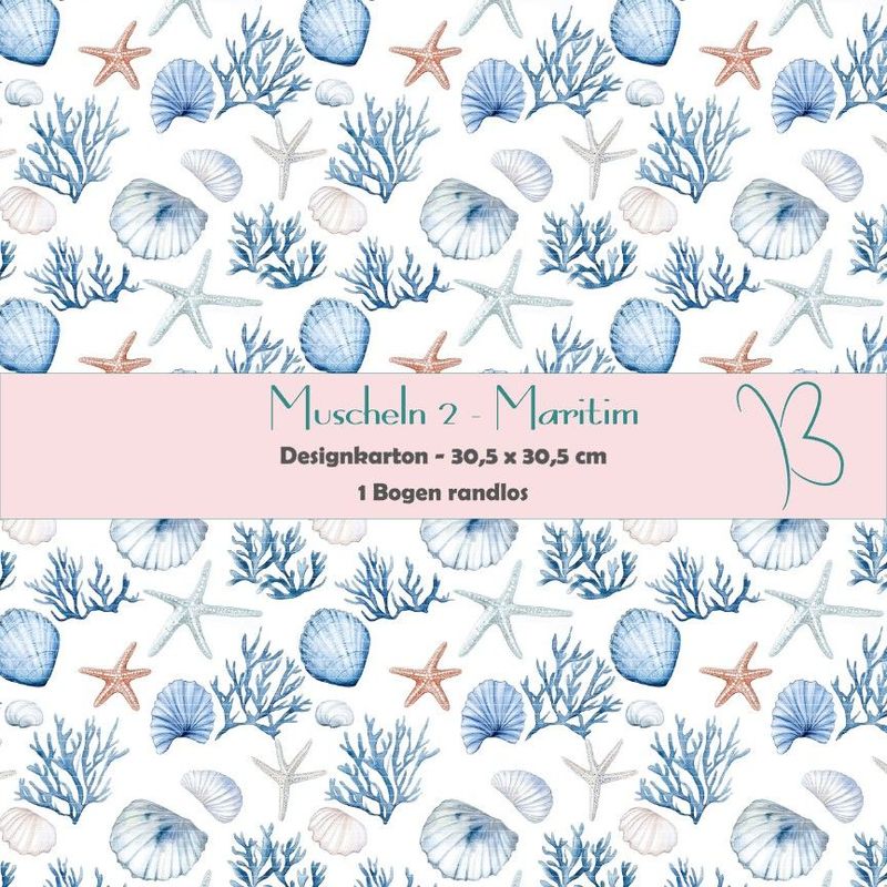 Maritim 2 - Muscheln - Designkarton - 30,5 x 30,5 cm - randlos - 1 Bogen Maritim 2 - Muscheln - Designkarton - 30,5 x 30,5 cm - randlos - 1 Bogen