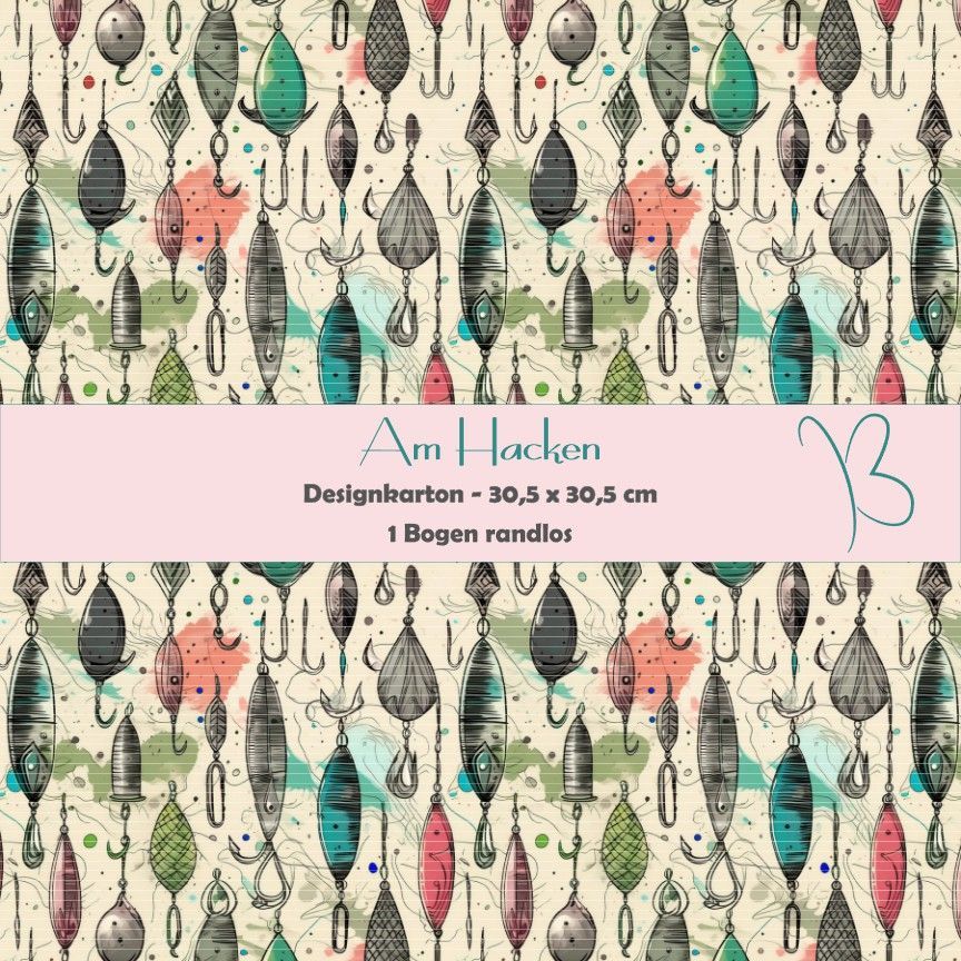 Am Hacken - Angeln - Designkarton - 30,5 x 30,5 cm - randlos - 1 Bogen