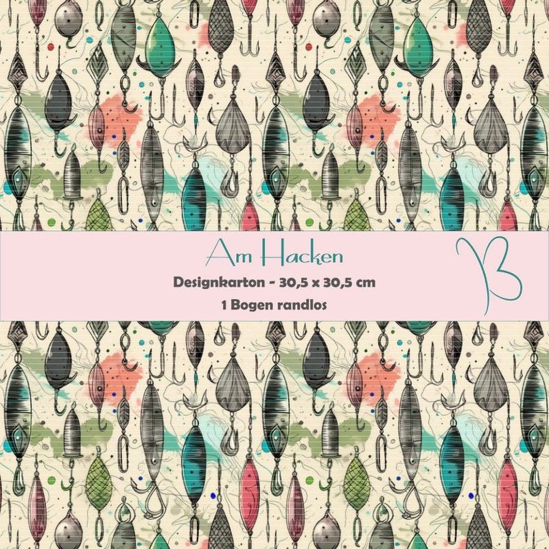 Am Hacken - Angeln - Designkarton - 30,5 x 30,5 cm - randlos - 1 Bogen