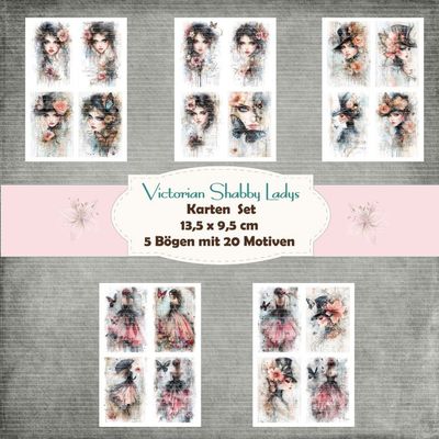 Victorian Shabby Ladys - Kartenset - 160g /A4 - 20 Motive - 5 Bögen
