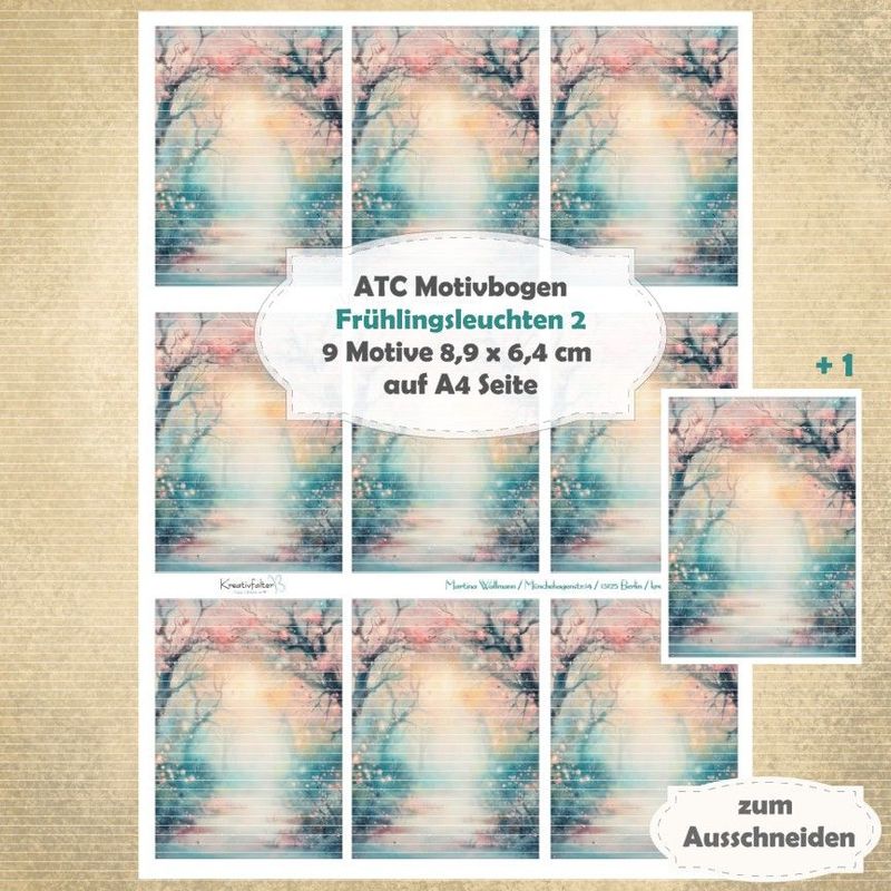 Frühlingsleuchten 2 - ATC Motivbogen - A4 - 1 Seite mit 9 Motiven