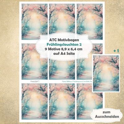 Frühlingsleuchten 2 - ATC Motivbogen - A4 - 1 Seite mit 9 Motiven