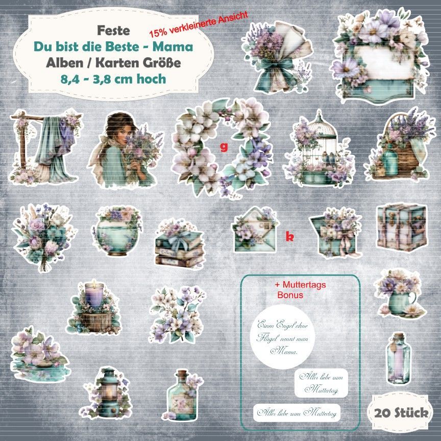 Du bist die Beste - Mama - Karten Größe - 20 Stanzteile - Die Cut