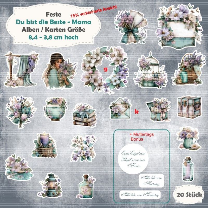Du bist die Beste - Mama - 210g - Karten Größe - 20 Stanzteile - Die Cut