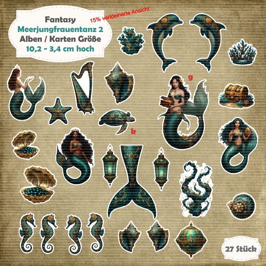 Meerjungfrauentanz 2 - Alben / Kartengröße - 27 Stanzteile - Die Cuts
