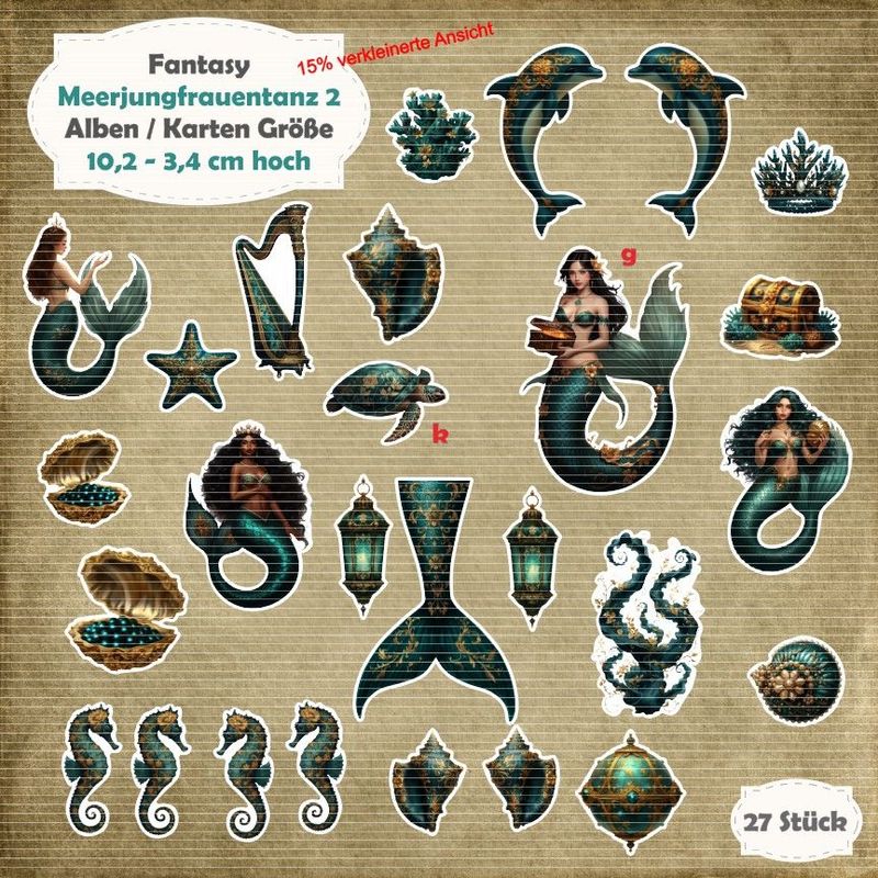 Meerjungfrauentanz 2 - Alben / Kartengröße - 27 Stanzteile - Die Cuts