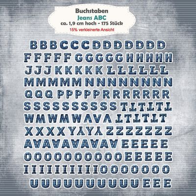 Jeans ABC - Alben / Karten / ATC Größe - 175 Stanzteile - Die Cuts