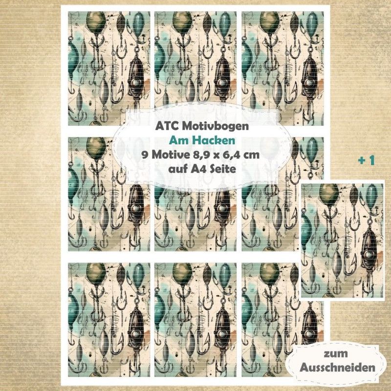Am Hacken - ATC Motivbogen - A4 - 1 Seite mit 9 Motiven