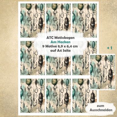 Am Hacken - ATC Motivbogen - A4 - 1 Seite mit 9 Motiven Am Hacken - ATC Motivbogen - A4 - 1 Seite mit 9 Motiven