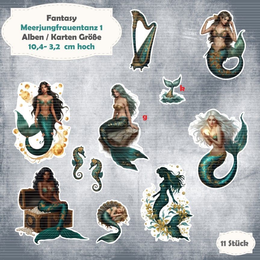 Meerjungfrauentanz 1 - Alben / Kartengröße - 11 Stanzteile - Die Cuts