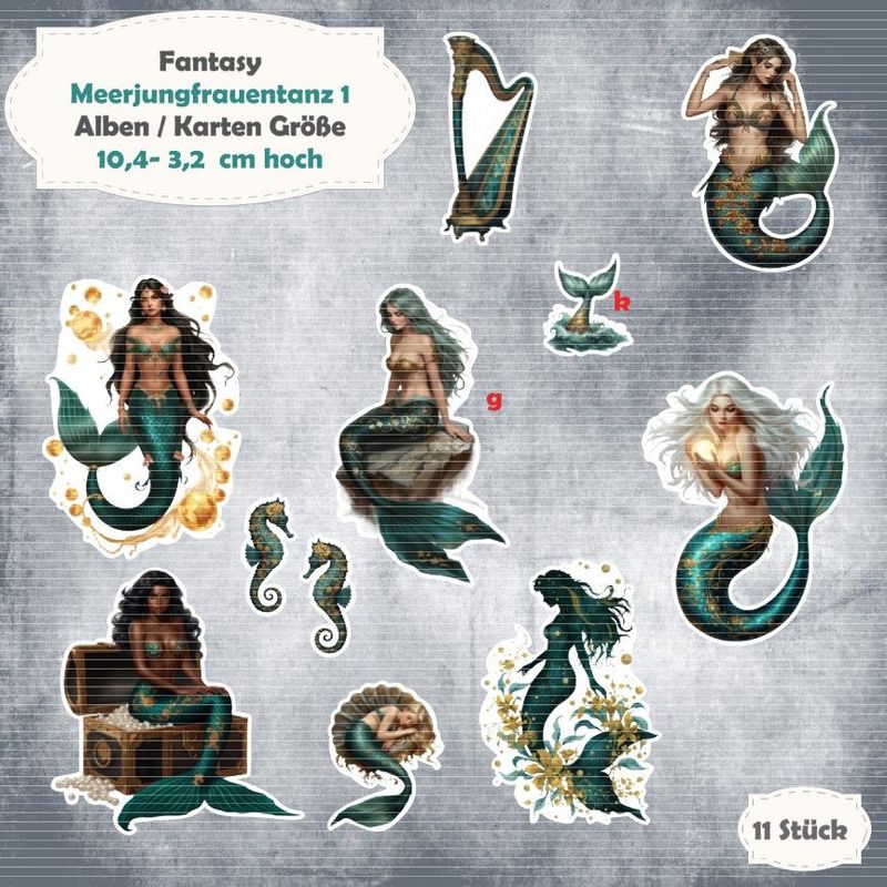 Meerjungfrauentanz 1 - Alben / Kartengröße - 11 Stanzteile - Die Cuts