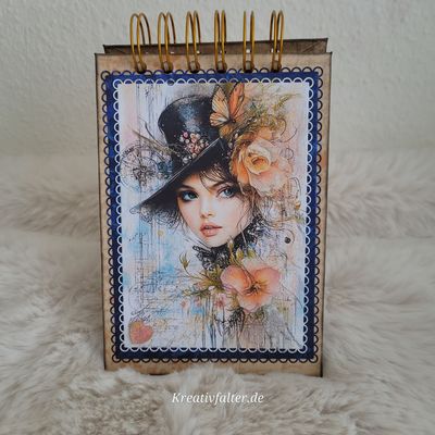 Elegante Lady mit Hut 1 - A6 Ringblock - Einzelstück Elegante Lady mit Hut 1 - A6 Ringblock - Einzelstück