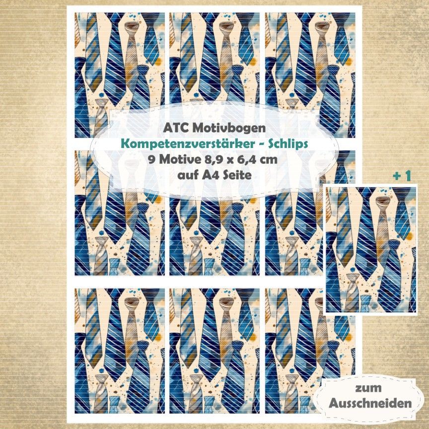 Kompetenzverstärker - Schlips - ATC Motivbogen - A4 - 1 Seite mit 9 Motiven Kompetenzverstärker - Schlips - ATC Motivbogen - A4 - 1 Seite mit 9 Motiven