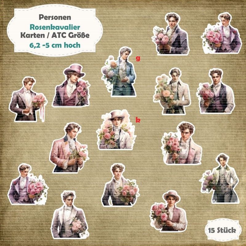 Rosenkavalier - 300g - Alben / Karten / ATC Größe - 15 Stanzteile - Die Cuts