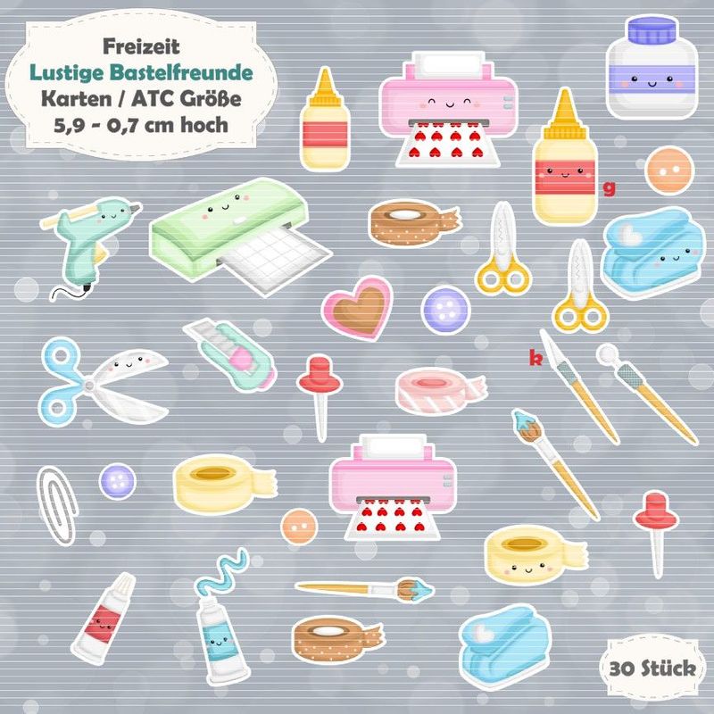 Lustige Bastelfreunde - 300g - Alben / Karten / ATC Größe - 26 Stanzteile - Die Cuts Lustige Bastelfreunde - 300g - Alben / Karten / ATC Größe - 26 Stanzteile - Die Cuts