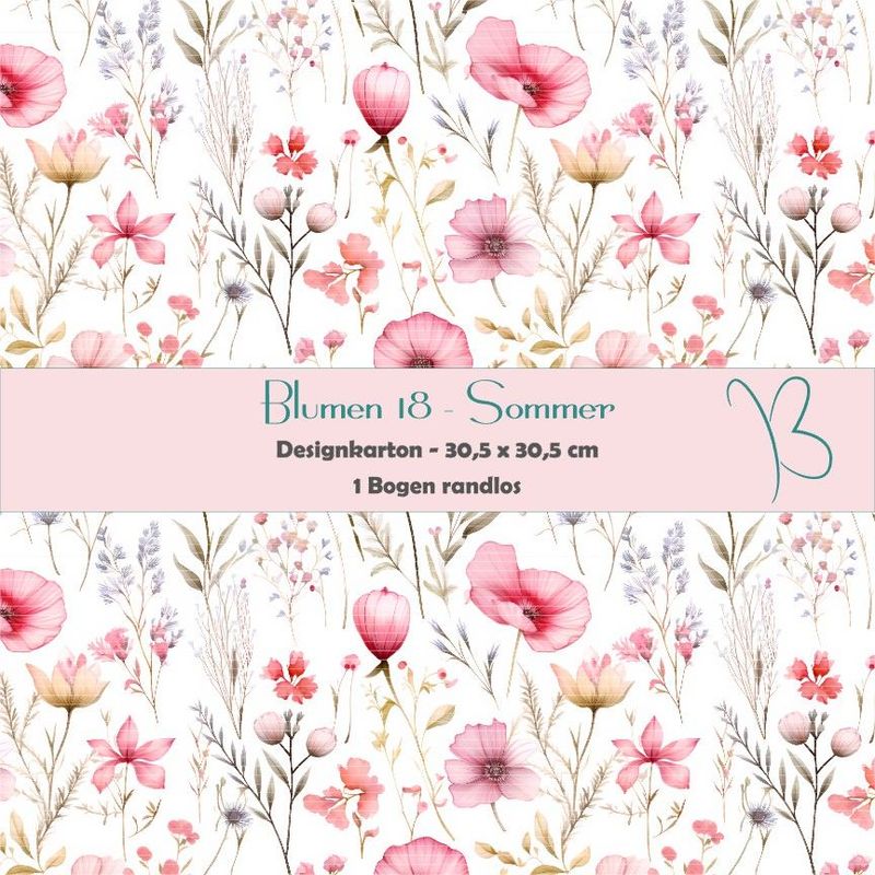 Blumen 18 - Sommer - Designkarton - 30,5 x 30,5 cm - randlos - 1 Bogen Blumen 18 - Sommer - Designkarton - 30,5 x 30,5 cm - randlos - 1 Bogen
