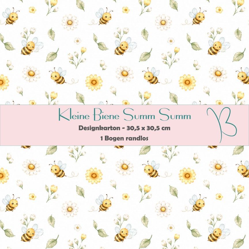Kleine Biene Summ Summ - Designkarton - 30,5 x 30,5 cm - randlos - 1 Bogen Kleine Biene Summ Summ - Designkarton - 30,5 x 30,5 cm - randlos - 1 Bogen